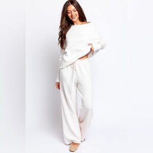 MILIO MILANO Italian Lightweight Knit Drawstring Wide Leg Pants size XS/S